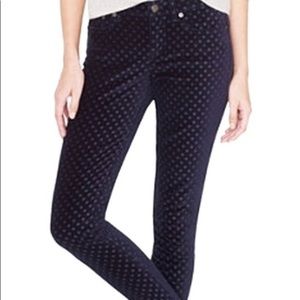 J. Crew Toothpick Velvet Polka Dot Pants